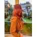 Kadın Uzun Kollu Sweat Camel Kısa Boy Peluş Fermuarlı Kapşonlu